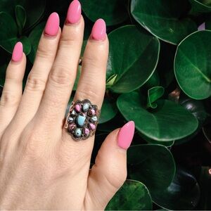 Sterling Silver Cotton Candy Cluster Ring | Size 7 | 925 Signed